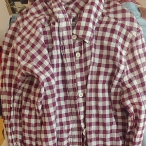 J Crew , red and white plaid button down women's shirt. Size- 0